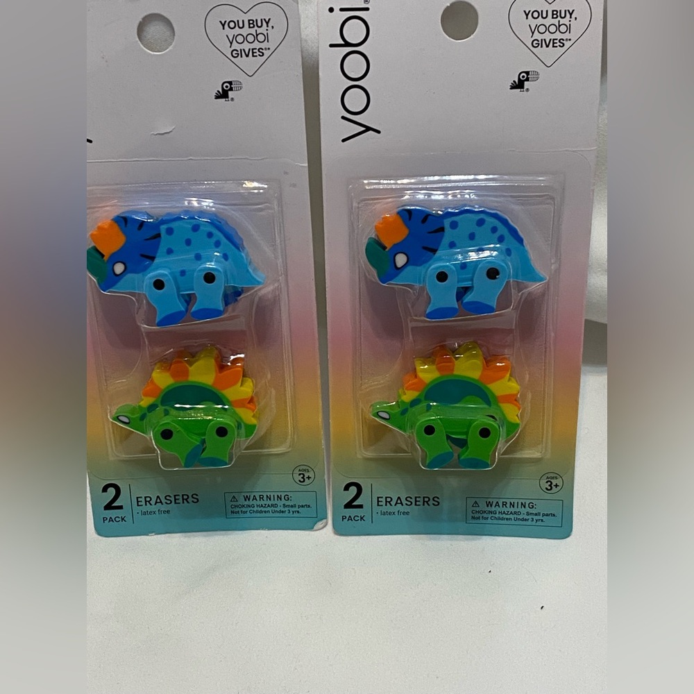 Yoobi Colorful Dinosaur Erasers Set of 4